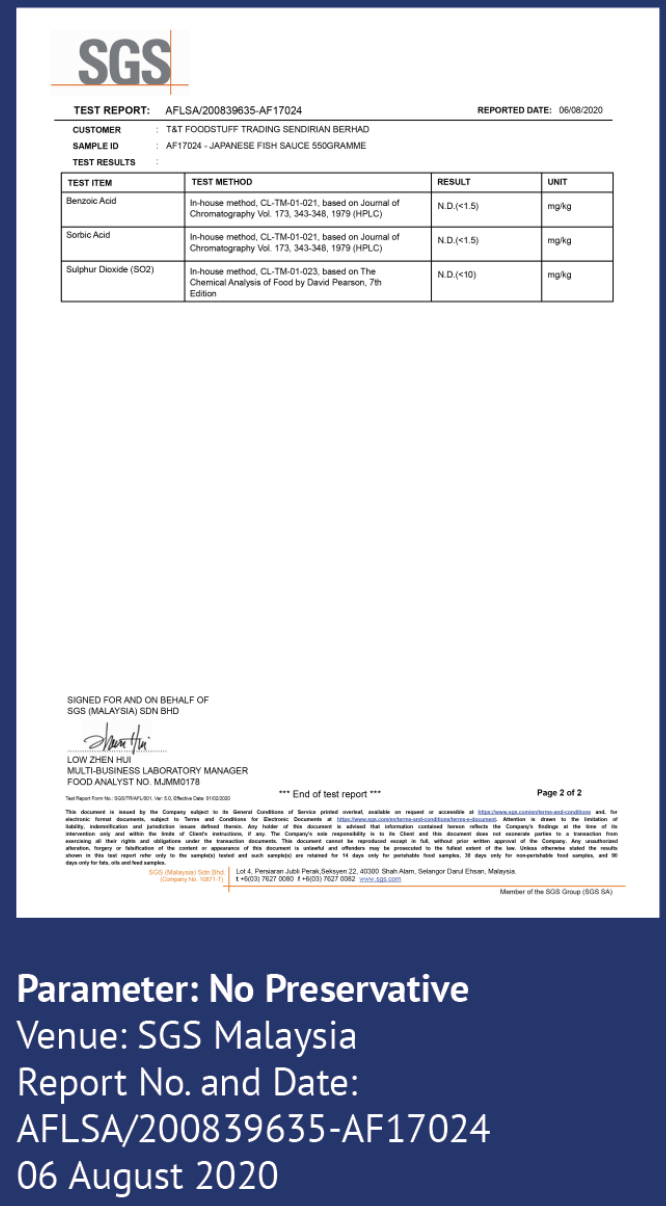 Raw ingredients certification 3