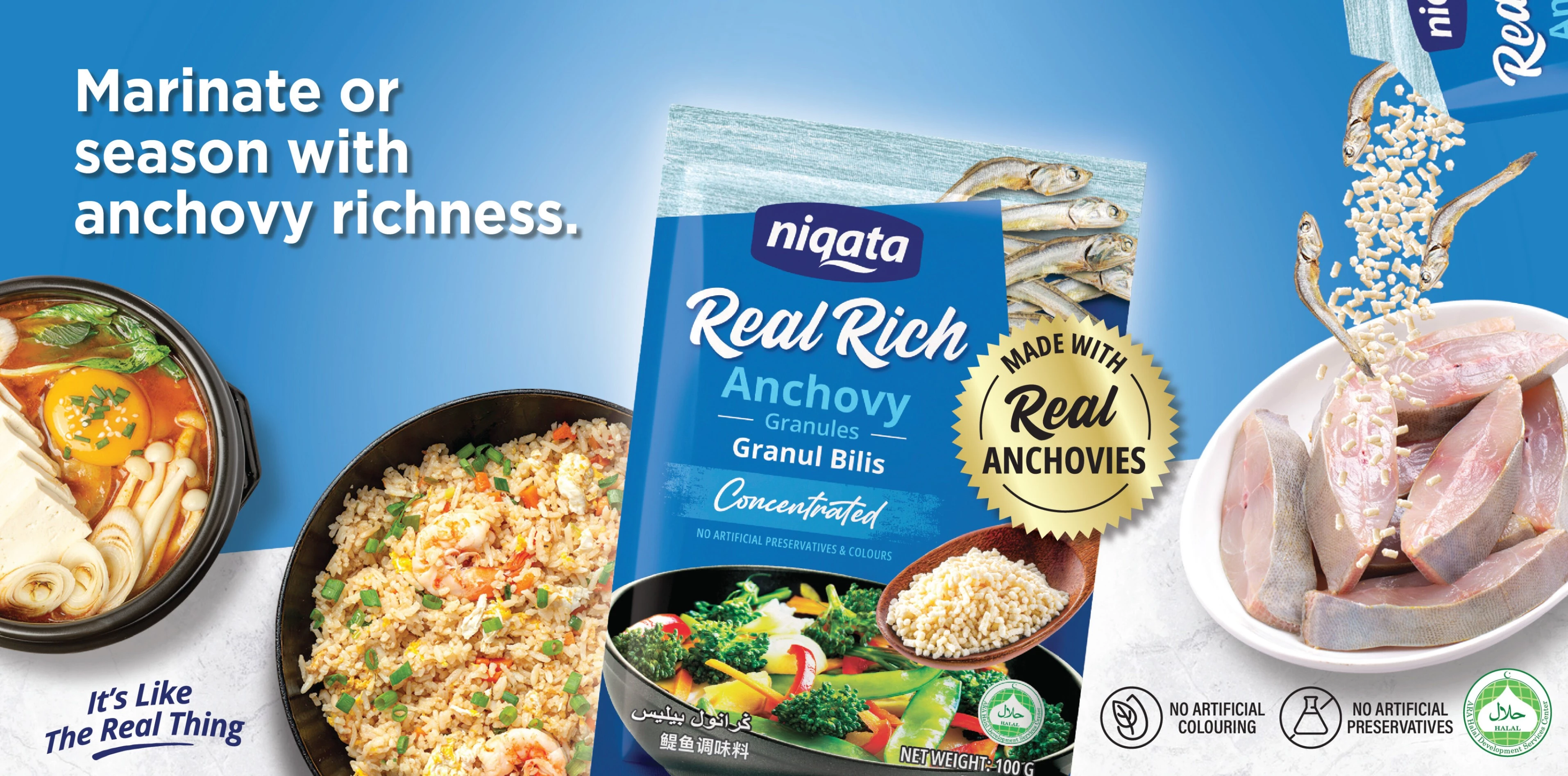 Niqata Real Rich Anchovy Granules marinate or season banner